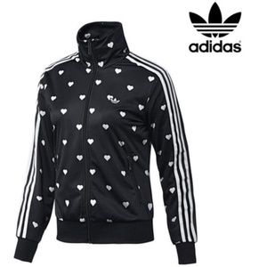 Adidas Heart Print Zip Up Track Jacket 😍